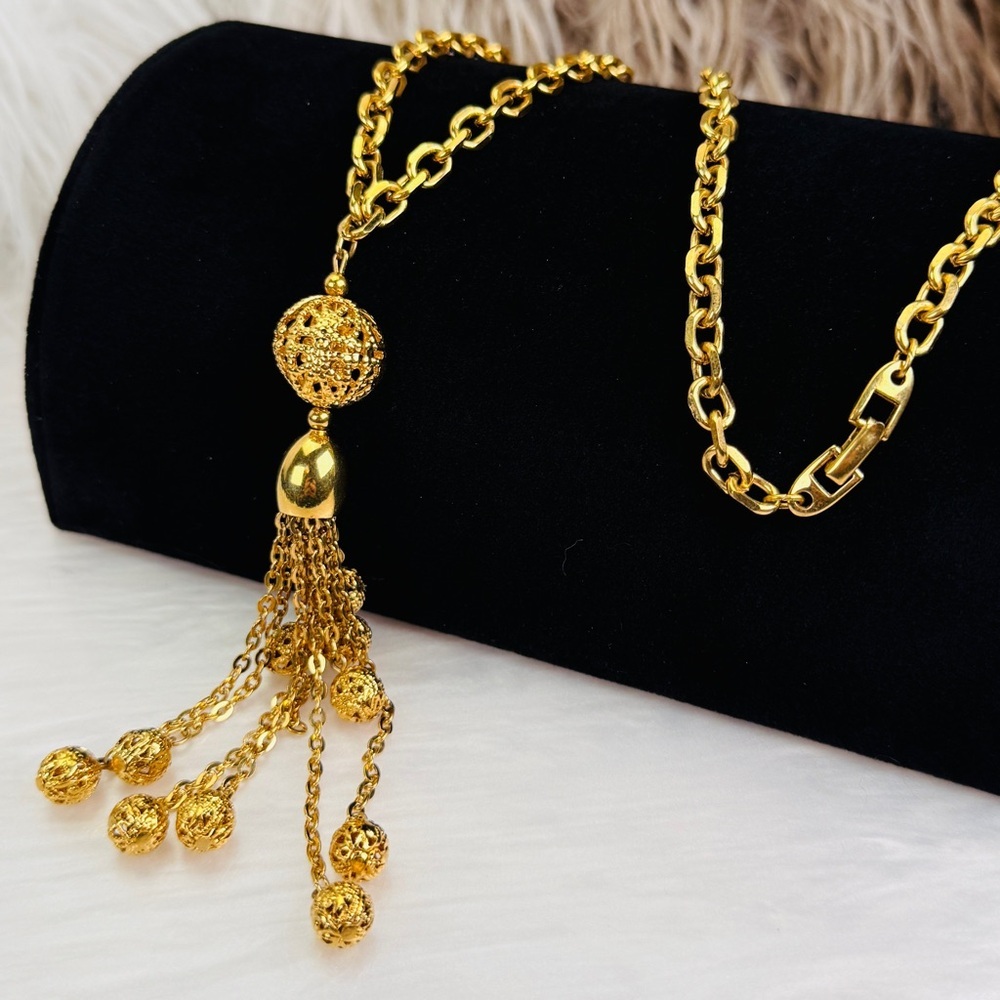 Vintage Napier long, weighted, goldtone fringe necklace
